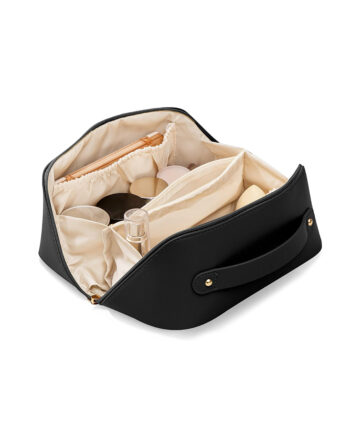 Stripe White Fabric Tote Cosmetic Bag